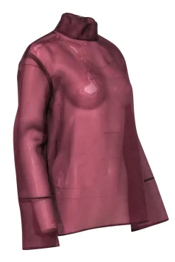 Lapointe - Maroon Silk Sheer Zipper Back Top Sz 6