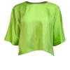 Lapointe - Neon Green Silk Cropped Tee Sz 8