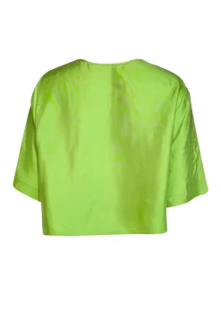 Lapointe - Neon Green Silk Cropped Tee Sz 8