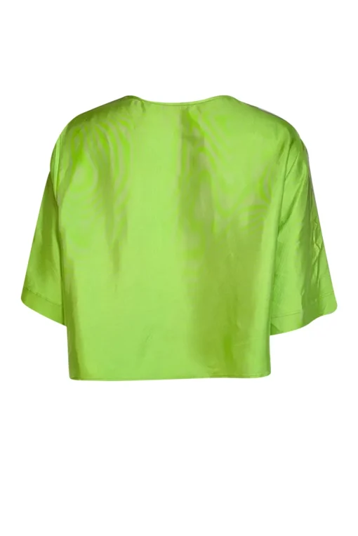 Lapointe - Neon Green Silk Cropped Tee Sz 8