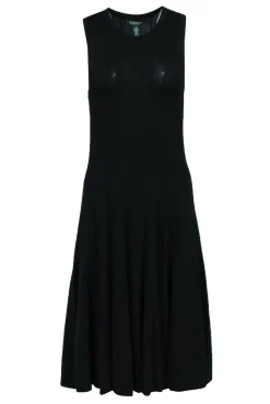 Lauren Ralph Lauren - Black Knit Sleeveless Flare Midi Dress Sz M