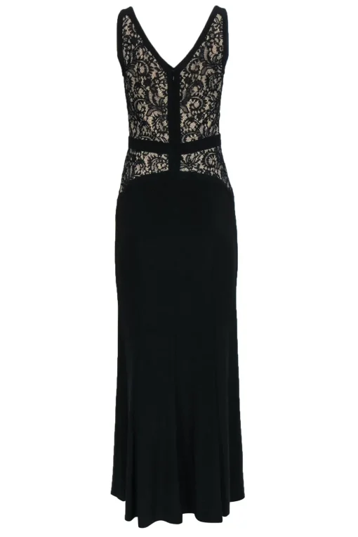 Lauren Ralph Lauren - Black Sleeveless "Holiday" Gown w/ Lace Bodice & Nude Underlay Sz 4