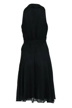 Lauren Ralph Lauren - Black Silk Midi Wrap Dress w/ Ruffles Sz 10