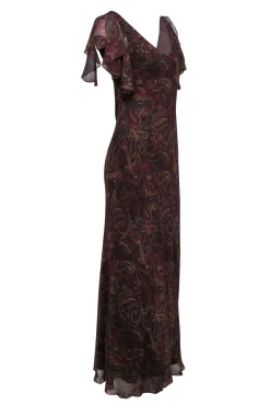 Lauren Ralph Lauren - Maroon, Teal & Tan Paisley Print Sleeveless Maxi Dress Sz 10