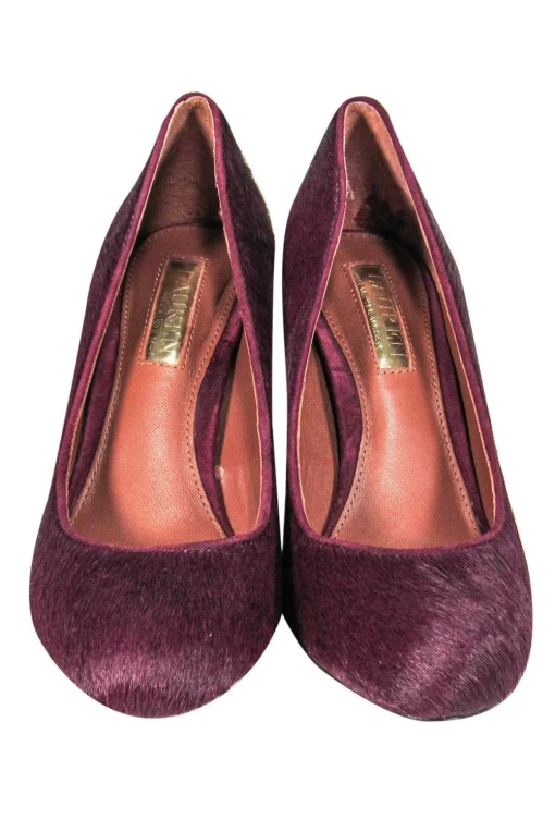 Lauren Ralph Lauren - Plum Calf Hair Stacked Heel Pumps Sz 6.5