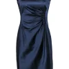 Lauren Ralph Lauren - Purpleish Navy Satin Pleated Sheath Dress Sz 4
