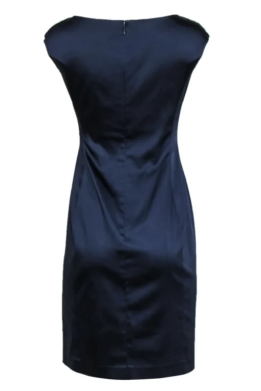 Lauren Ralph Lauren - Purpleish Navy Satin Pleated Sheath Dress Sz 4