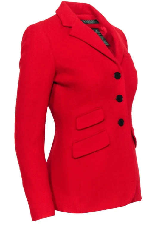 Lauren Ralph Lauren - Red Wool Blend Three-Button Blazer Sz 4P