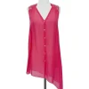 Leifsdottir - Pink Beaded Silk Sleeveless Asymmetrical Blouse Sz 2