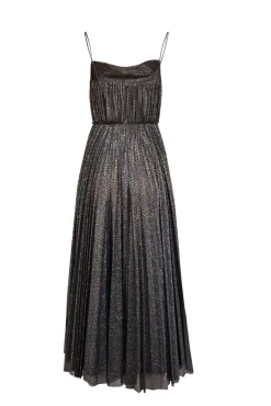 Lela Rose - Black & Silver Metallic Pleated Formal Dress Sz 6