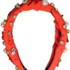 Lele Sadoughi - Orange Knot Front Jewel, Pearl, and Red Coral Embellished Headband