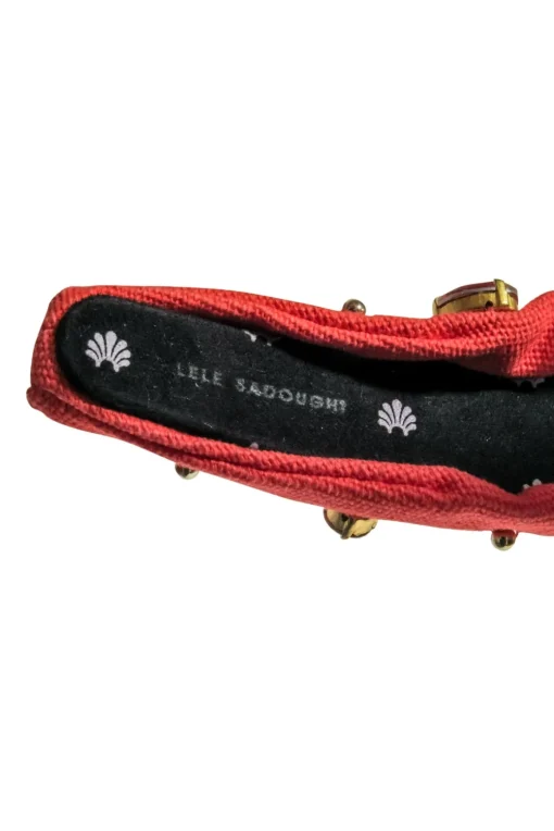 Lele Sadoughi - Orange Knot Front Jewel, Pearl, and Red Coral Embellished Headband
