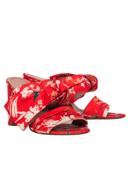 Lewitt - Red Floral Print Mule Pump Sz 7.0
