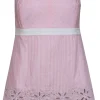Lilly Pulitzer - Baby Pink Strapless Striped Cotton Top w/ Eyelet Trim Sz 10