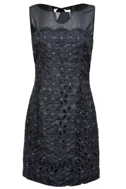 Lilly Pulitzer - Black Daisy Eyelet Sleeveless Dress w/ Rhinestones Sz 6