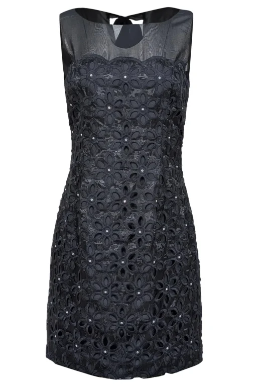 Lilly Pulitzer - Black Daisy Eyelet Sleeveless Dress w/ Rhinestones Sz 6