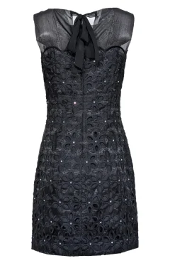Lilly Pulitzer - Black Daisy Eyelet Sleeveless Dress w/ Rhinestones Sz 6