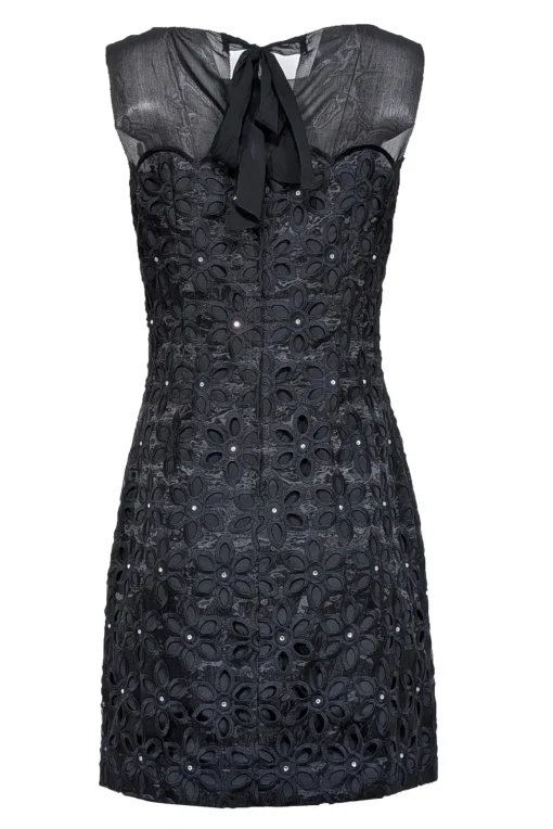 Lilly Pulitzer - Black Daisy Eyelet Sleeveless Dress w/ Rhinestones Sz 6