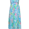Lilly Pulitzer - Blue & Multicolor Coral Print "Sabrinah" Maxi Dress Sz 2