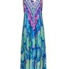 Lilly Pulitzer - Blue & Pink Multi Color Print Halter Maxi Dress Sz M