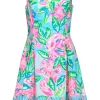 Lilly Pulitzer - Blue, Green & Pink Floral Print A-Line "Linett" Dress Sz 8