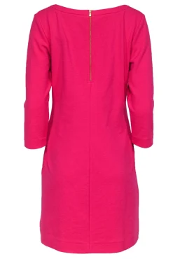 Lilly Pulitzer - Bright Hot Pink Ribbed Cropped-Sleeve Dress Sz L