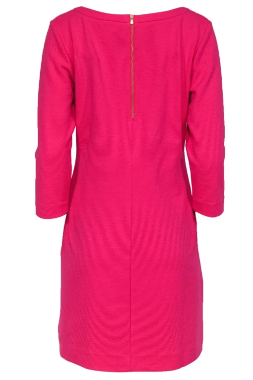 Lilly Pulitzer - Bright Hot Pink Ribbed Cropped-Sleeve Dress Sz L