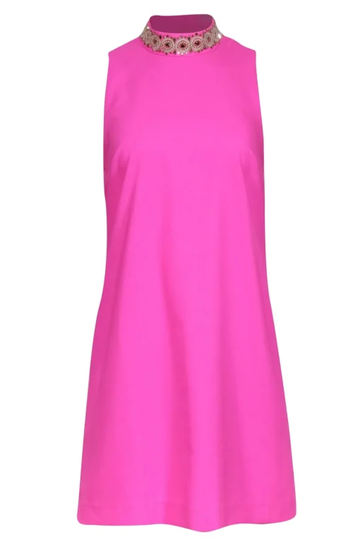 Lilly Pulitzer - Bright Pink Mock Neck Shift Dress Sz 2