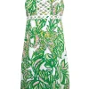 Lilly Pulitzer - Green, White, & Pink Printed Dobby Dress w/ Embroidery Sz 8