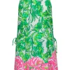 Lilly Pulitzer - Green, White & Pink Floral & Flamingo Print Romper w/ Overlay Sz 6