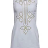 Lilly Pulitzer - Grey Cotton Sheath Dress w/ Metallic Embroidery Sz 00