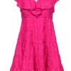 Lilly Pulitzer - Hot Pink Fuzzy Textured Tiered Shift Dress w/ Ruffles Sz 2