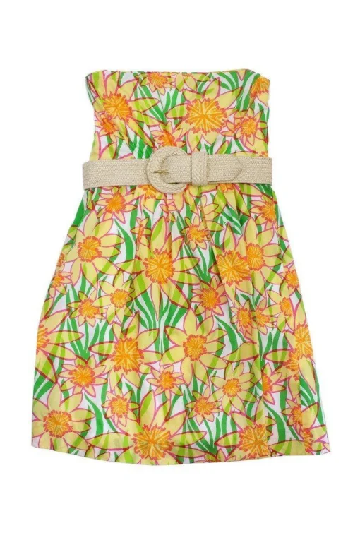 Lilly Pulitzer - Multicolor Floral Print Cotton Strapless Dress Sz 0
