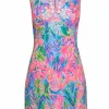 Lilly Pulitzer - Multicolor Neon Coral Printed Shift Dress w/ Embroidered Front Sz 10