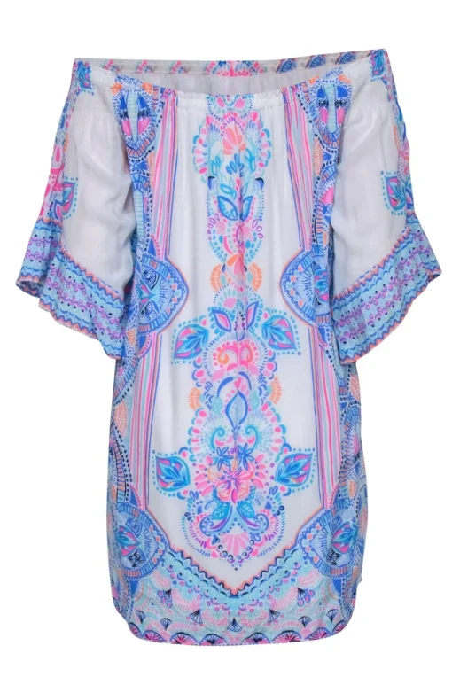 Lilly Pulitzer - Multi-Colored Off The Shoulder Mini Dress Sz M