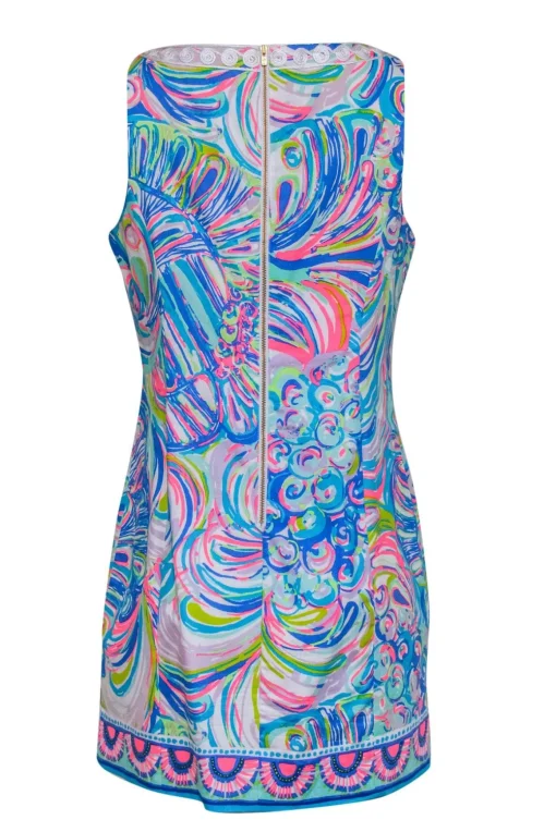 Lilly Pulitzer - Multicolor Swirled Printed Sheath Dress w/ Embroidered Front Sz 10