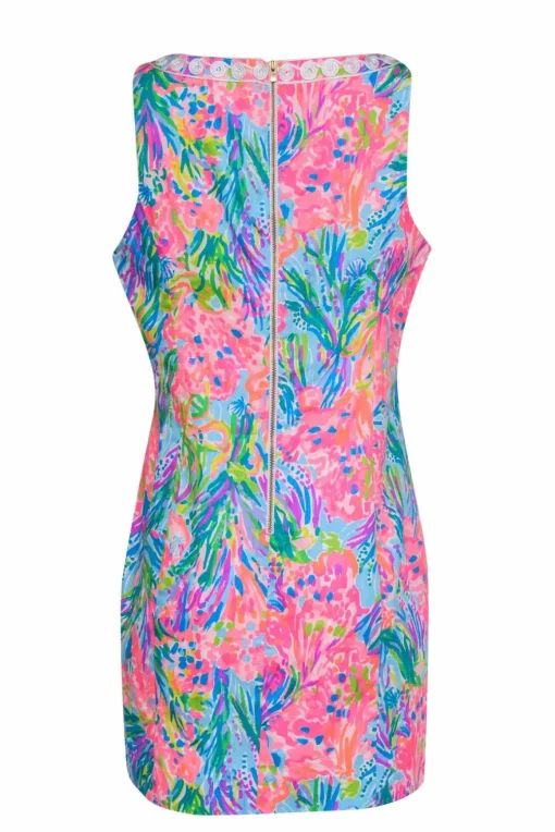 Lilly Pulitzer - Multicolor Neon Coral Printed Shift Dress w/ Embroidered Front Sz 10