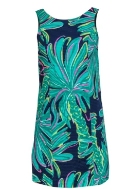 Lilly Pulitzer - Navy, Green & Pink Palm Tree Print Cotton Shift Dress Sz 0