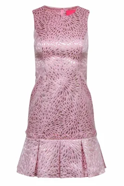 Lilly Pulitzer - Pink & Gold Sheath Dress w/ Pleated Hem Sz 0
