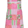 Lilly Pulitzer - Pink & Green Mixed Fruit Patchwork Cotton Strapless Dress Sz 2
