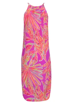Lilly Pulitzer - Pink & Neon Orange Abrstrac Print Mid Maxi Dress Sz XXS