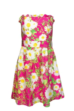 Lilly Pulitzer - Pink & White Sunflower Strapless Dress Sz 4