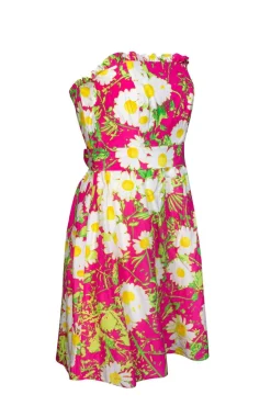 Lilly Pulitzer - Pink & White Sunflower Strapless Dress Sz 4