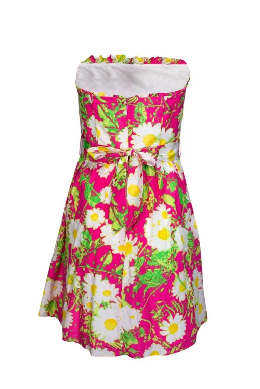 Lilly Pulitzer - Pink & White Sunflower Strapless Dress Sz 4
