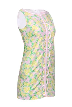 Lilly Pulitzer - Pink, Green, & Yellow Floral Grasshopper Print Shift Dress Sz 2