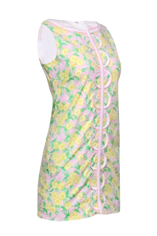 Lilly Pulitzer - Pink, Green, & Yellow Floral Grasshopper Print Shift Dress Sz 2