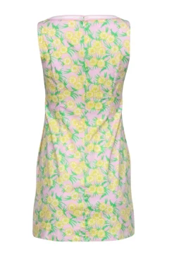 Lilly Pulitzer - Pink, Green, & Yellow Floral Grasshopper Print Shift Dress Sz 2