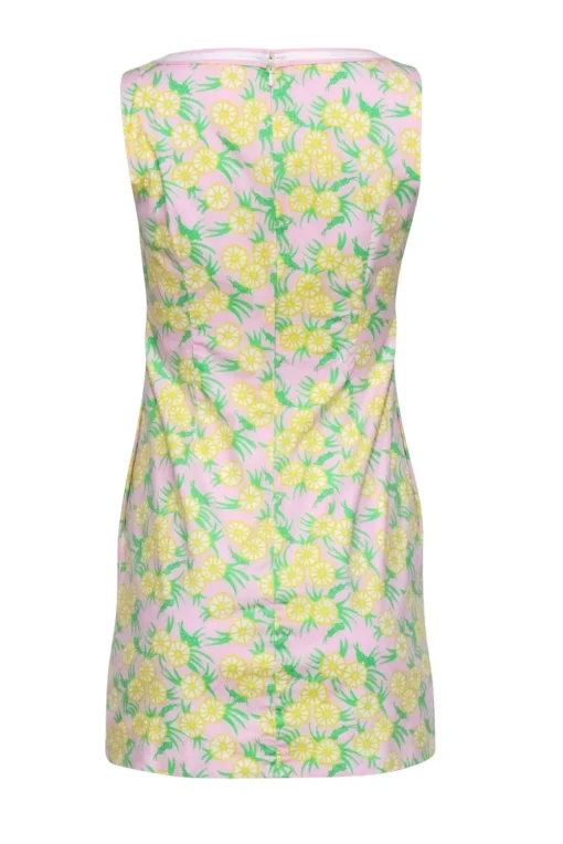 Lilly Pulitzer - Pink, Green, & Yellow Floral Grasshopper Print Shift Dress Sz 2