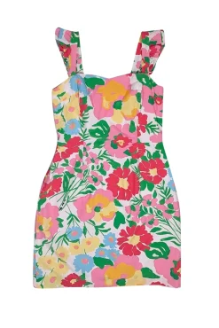 Lilly Pulitzer - Pink, White, Yellow, Blue & Green Floral Print Sleeveless Mini Dress Sz 0