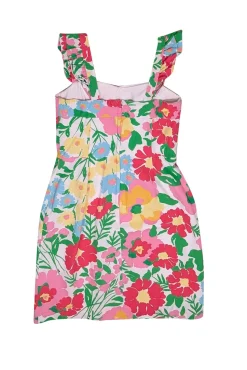 Lilly Pulitzer - Pink, White, Yellow, Blue & Green Floral Print Sleeveless Mini Dress Sz 0